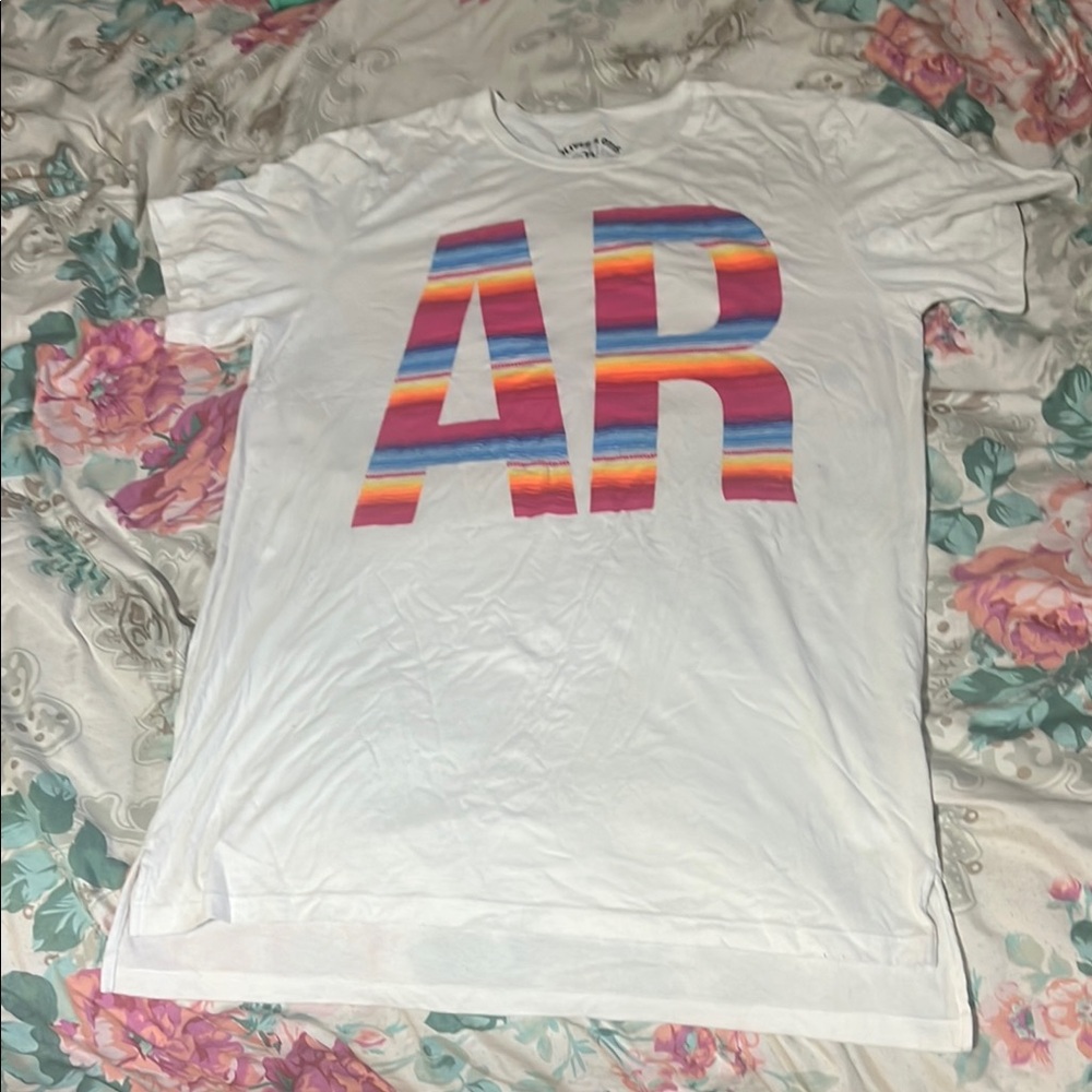 White Arkansas T-Shirt with Colorful AR Design
